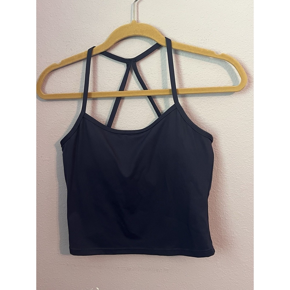 Active Wear Tank Blue Padded Bra Strappy Cross Back Size Small